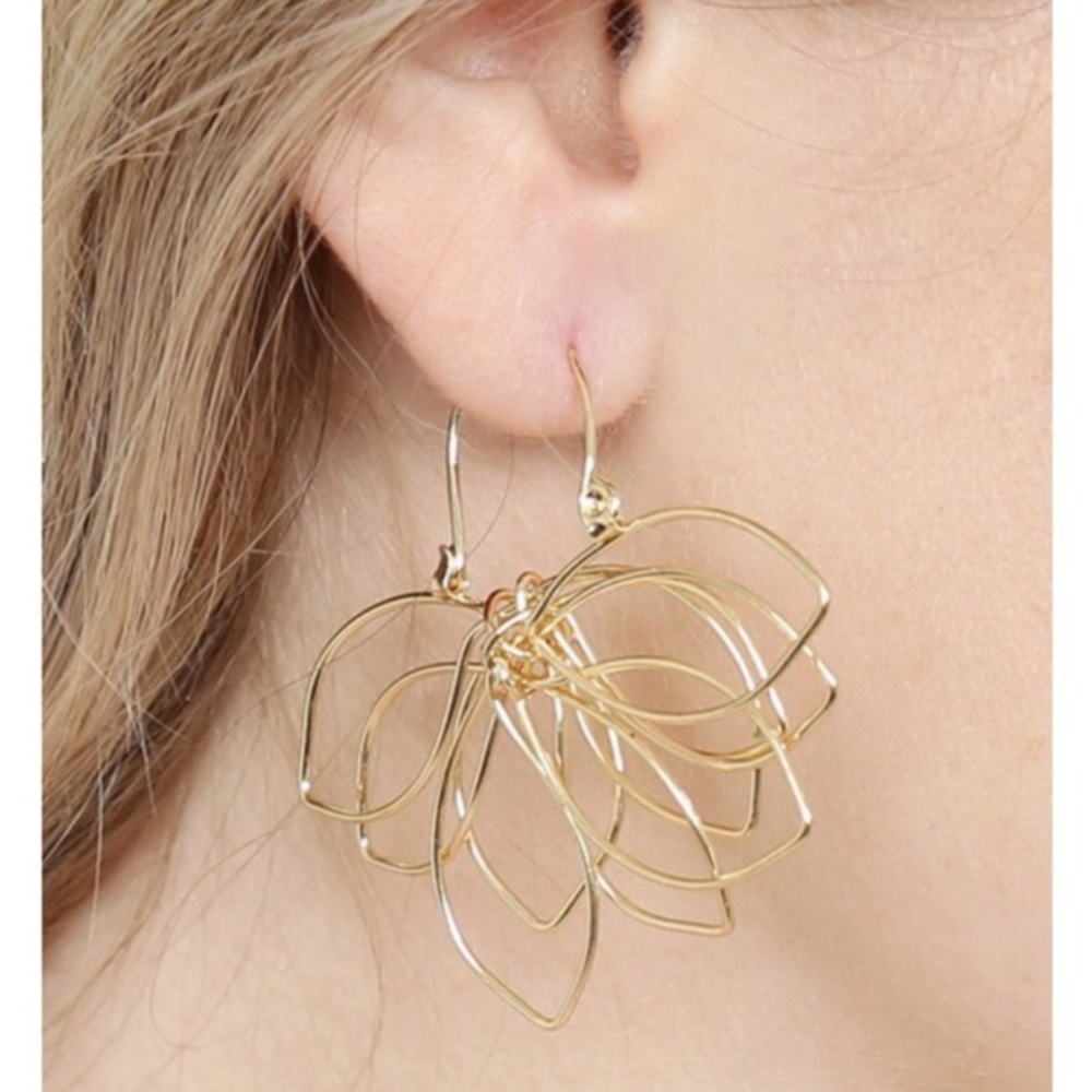 CLEARANCE Gold Wire Flower Petal Earrings